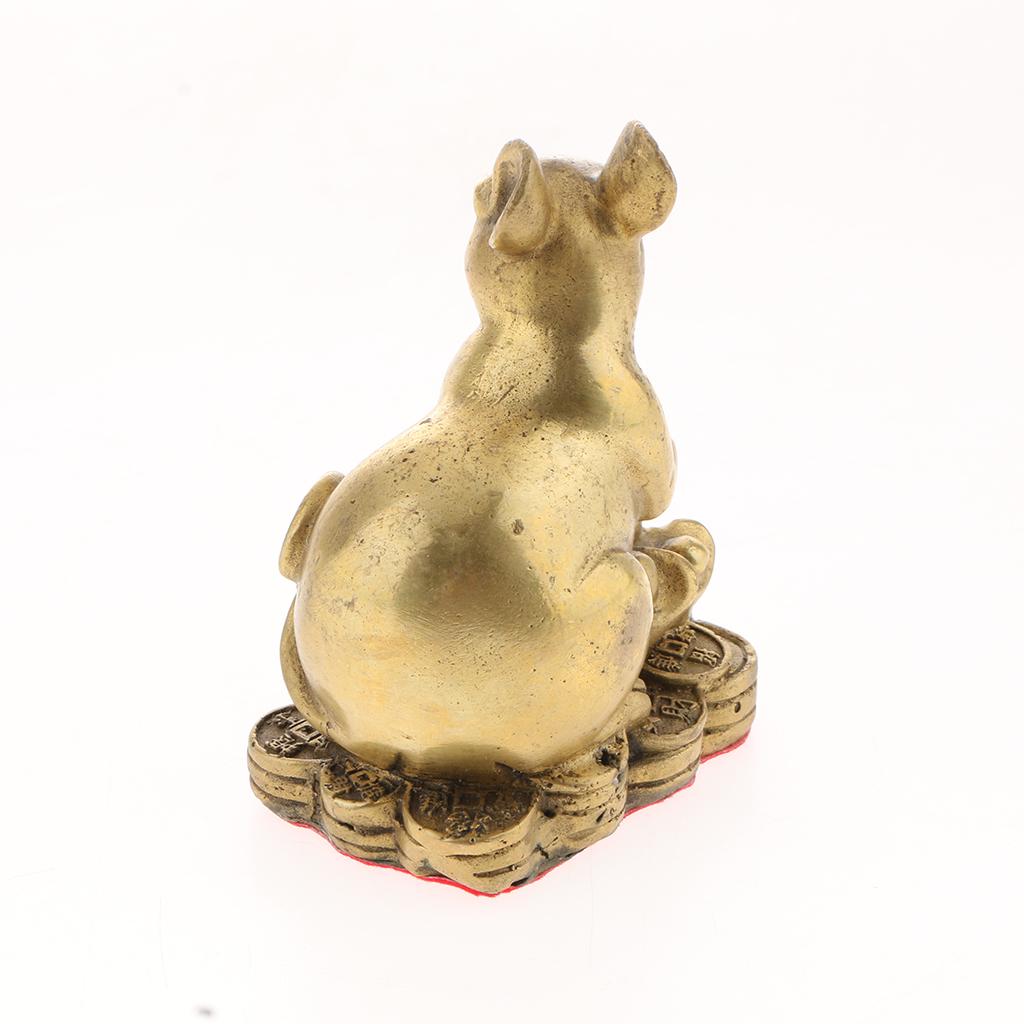 Pure Brass Chinese Twelve Zodiac Animal Figurine Ornament Luck Charm Rat