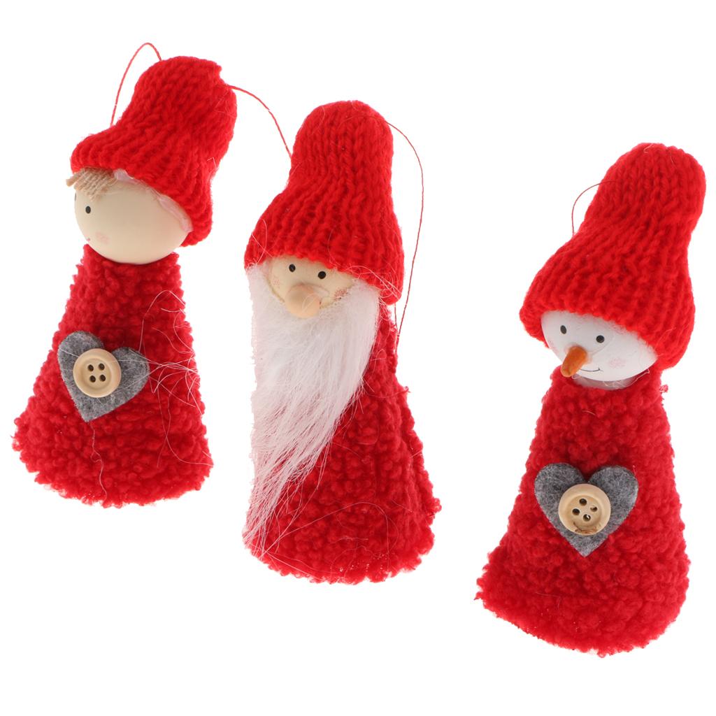 Christmas Santa Claus Snowman Girl Pendant Doll Hanging Treetop Decor Set E 