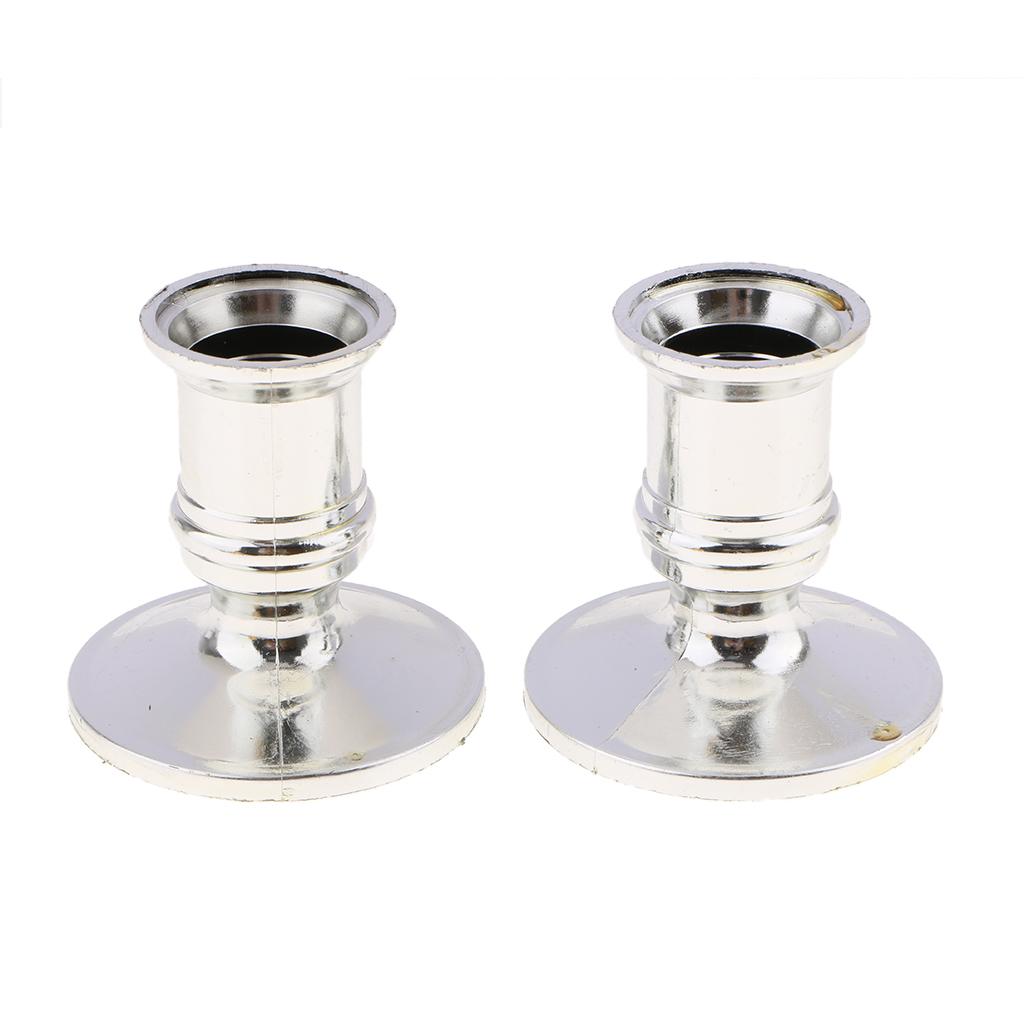 2pcs Plastic Pillar Candle Base Electronic Taper Candle Stand Base Silver