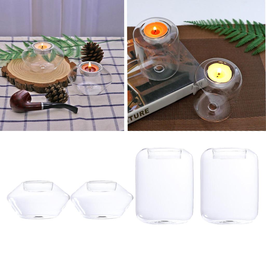 2x Glass Voitive Tealight Candle Holder Candlestick Stand for Home Decor 1