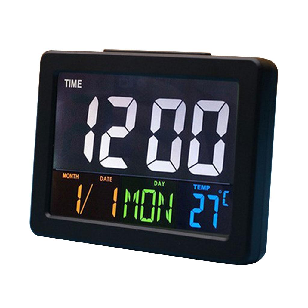 LCD Digital Nap Timer Snooze Alarm Clock Watch Temperature Display Black