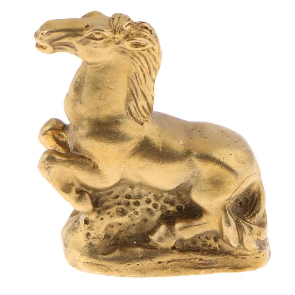 Solid Brass Chinese Zodiac Animal Figurine Ornament Lucky Statue Horse