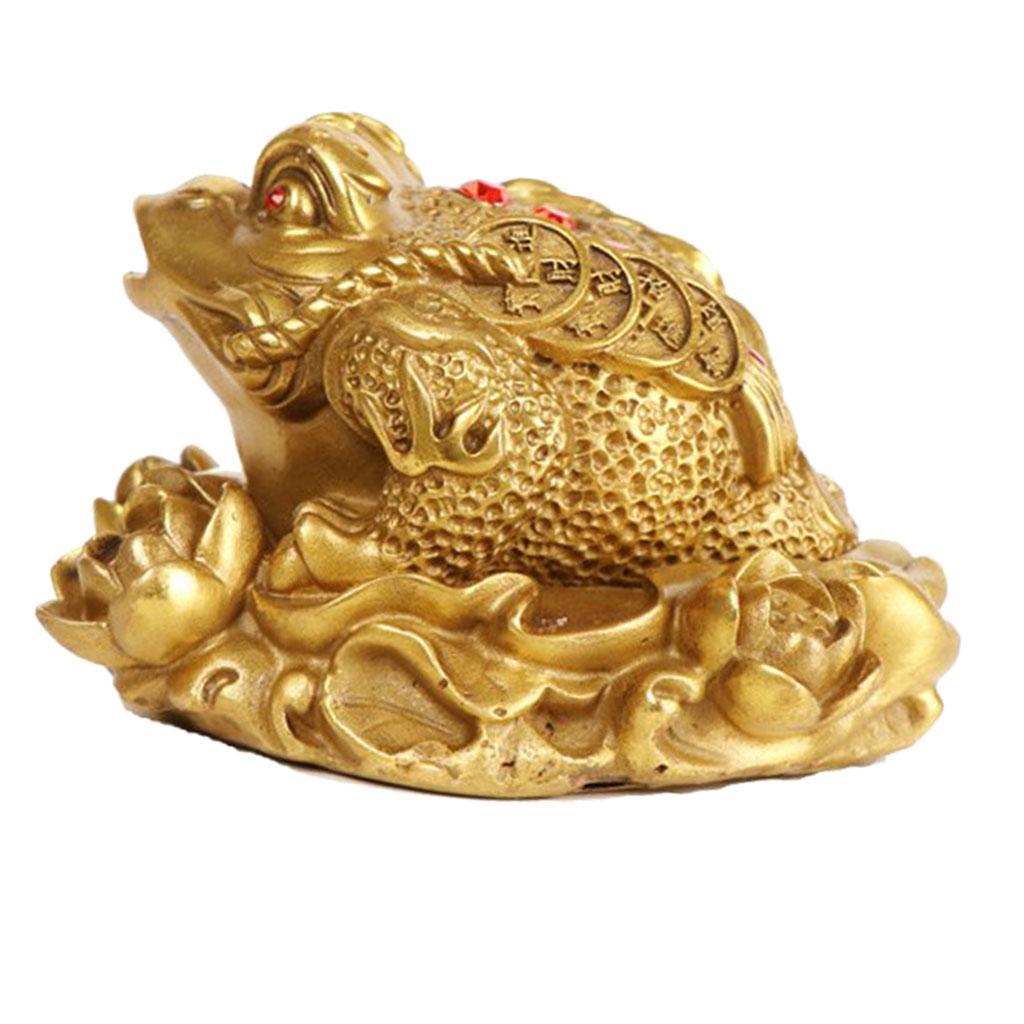 Traditional Chinese Feng Shui Lucky Money 3 Legs Toad Frog Decor Figurines S