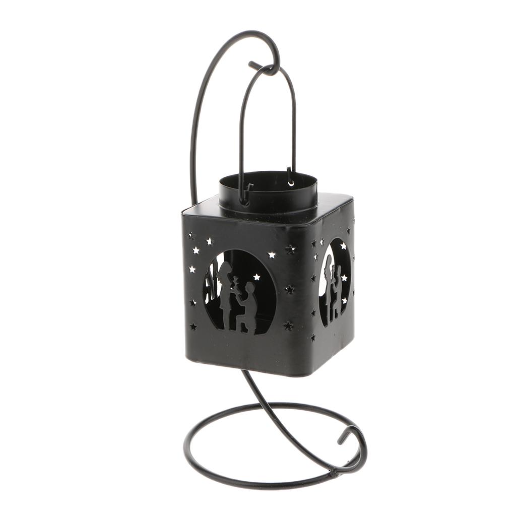 Romantic Wedding Candlestick Lantern Hollow Out Candle Holder  Black