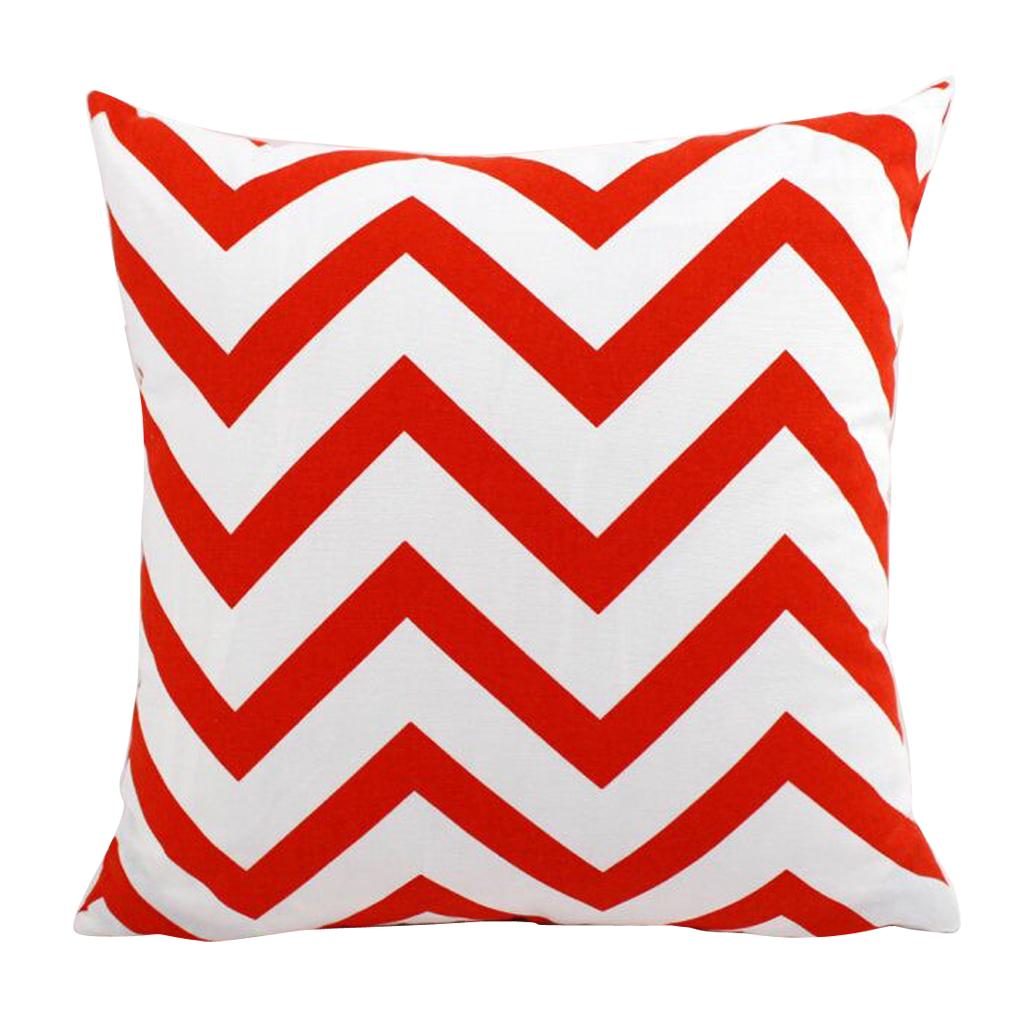 Canvas Stripe Printed Throw Pillow Cover Cushion Cover Pillowcase 50cm Orange 