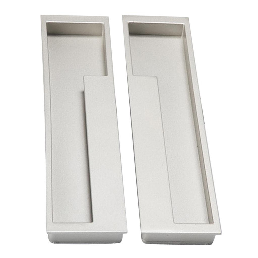 1 Pair Zinc Alloy Concealed Flip Handle Kitchen Cabinet Pull Sand silver