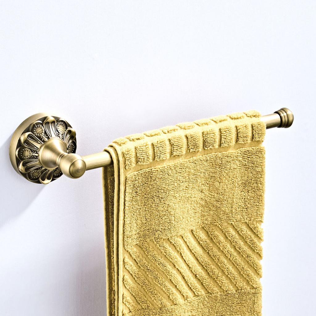 Antique Bronze Brass Carved Wall Mounted Towel Rack Bathroom Accessories