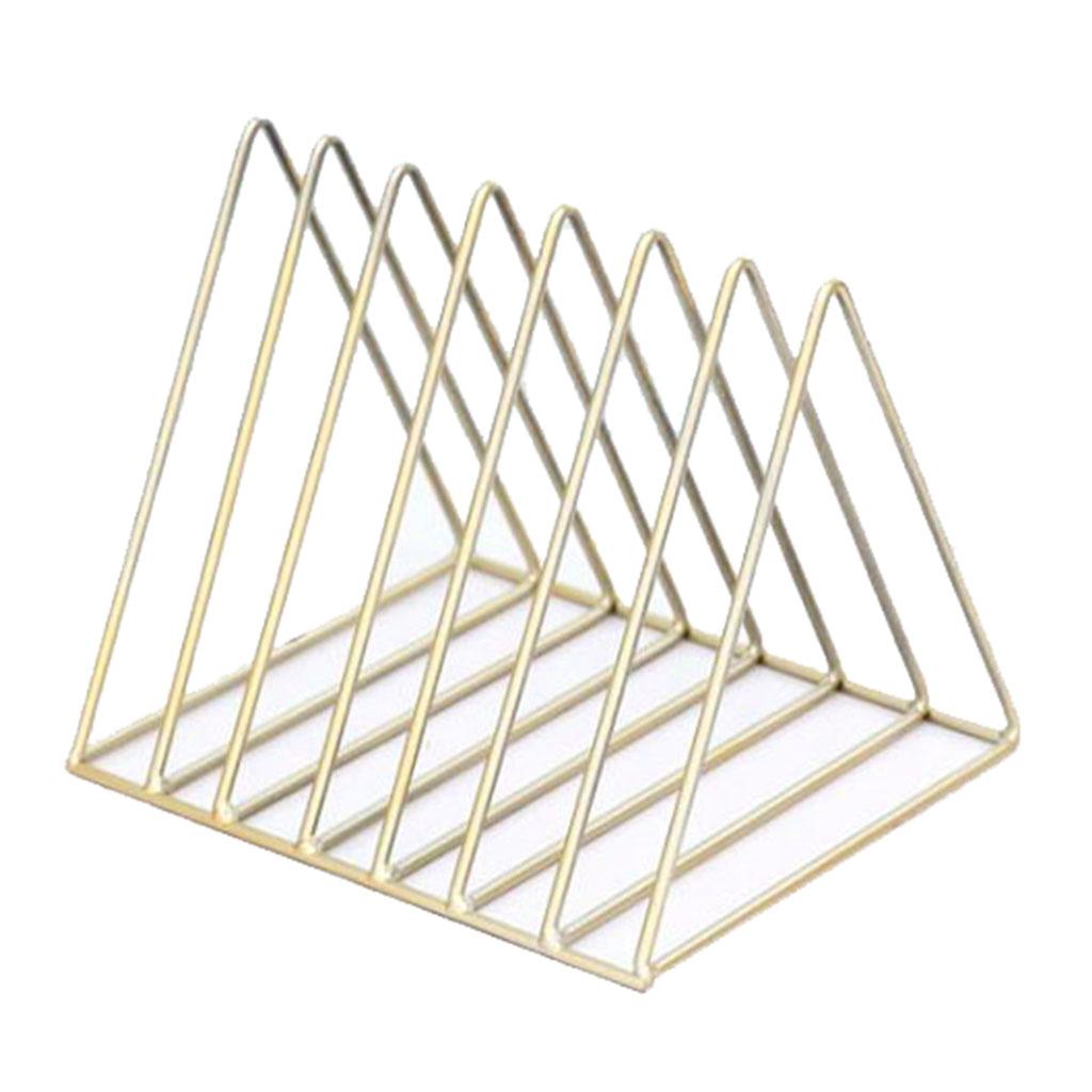 Metal  Desktop Storage Book Rack Magazine Newspaper Holder Golden-S