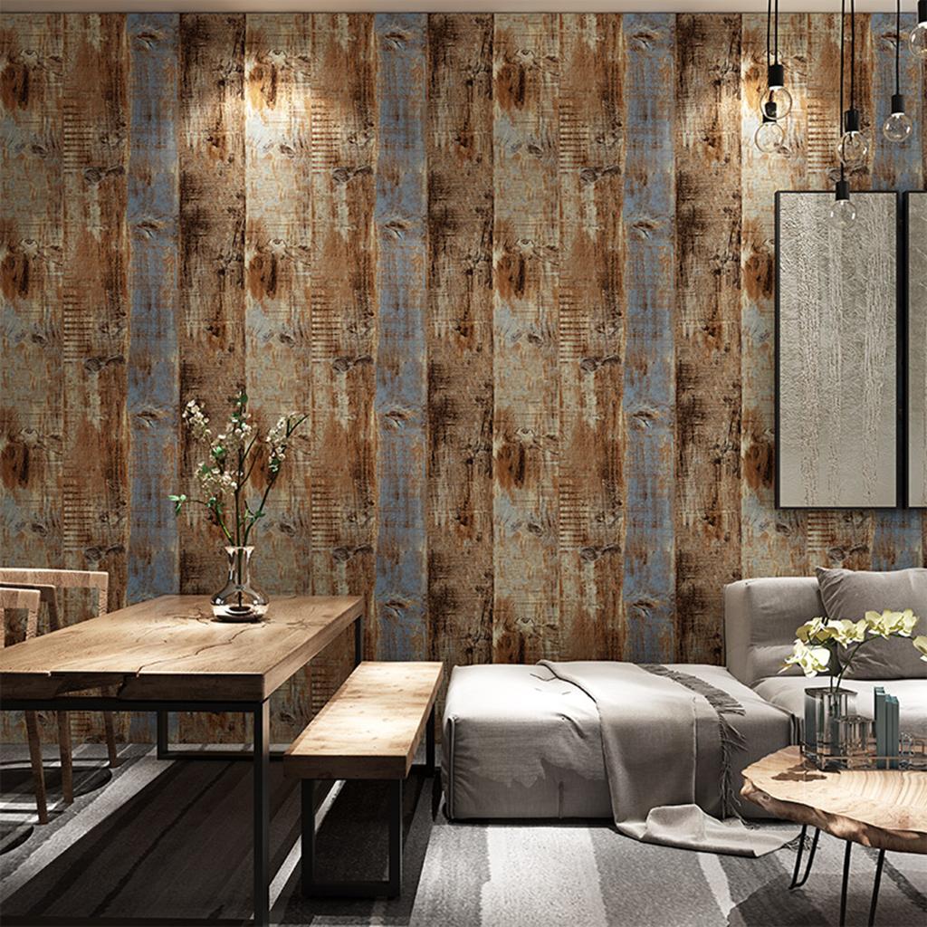 Vintage Wood Textured PVC Wall Covering Wallpaper for Home