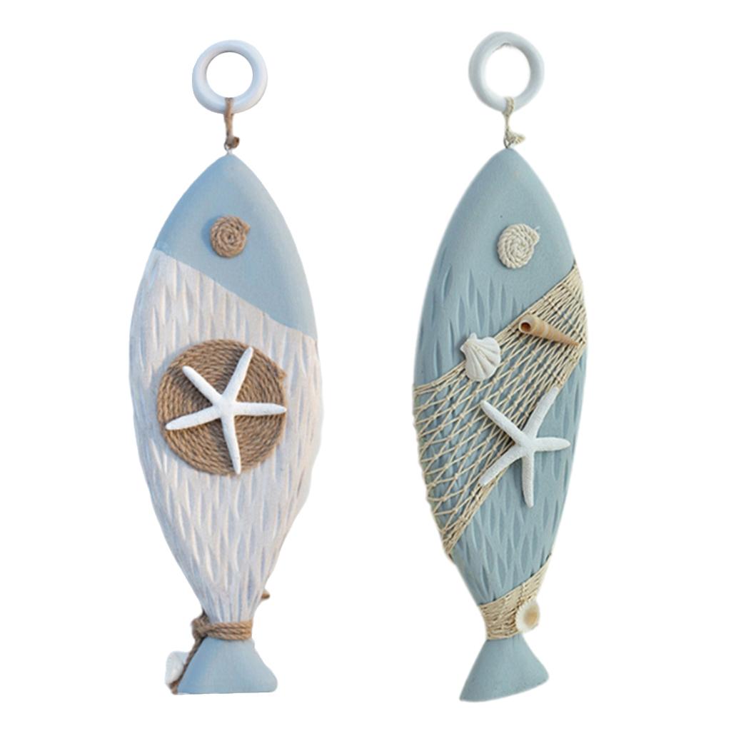 Wooden Shell Fish Pendant Decor Wall Hanging Ornament Style01