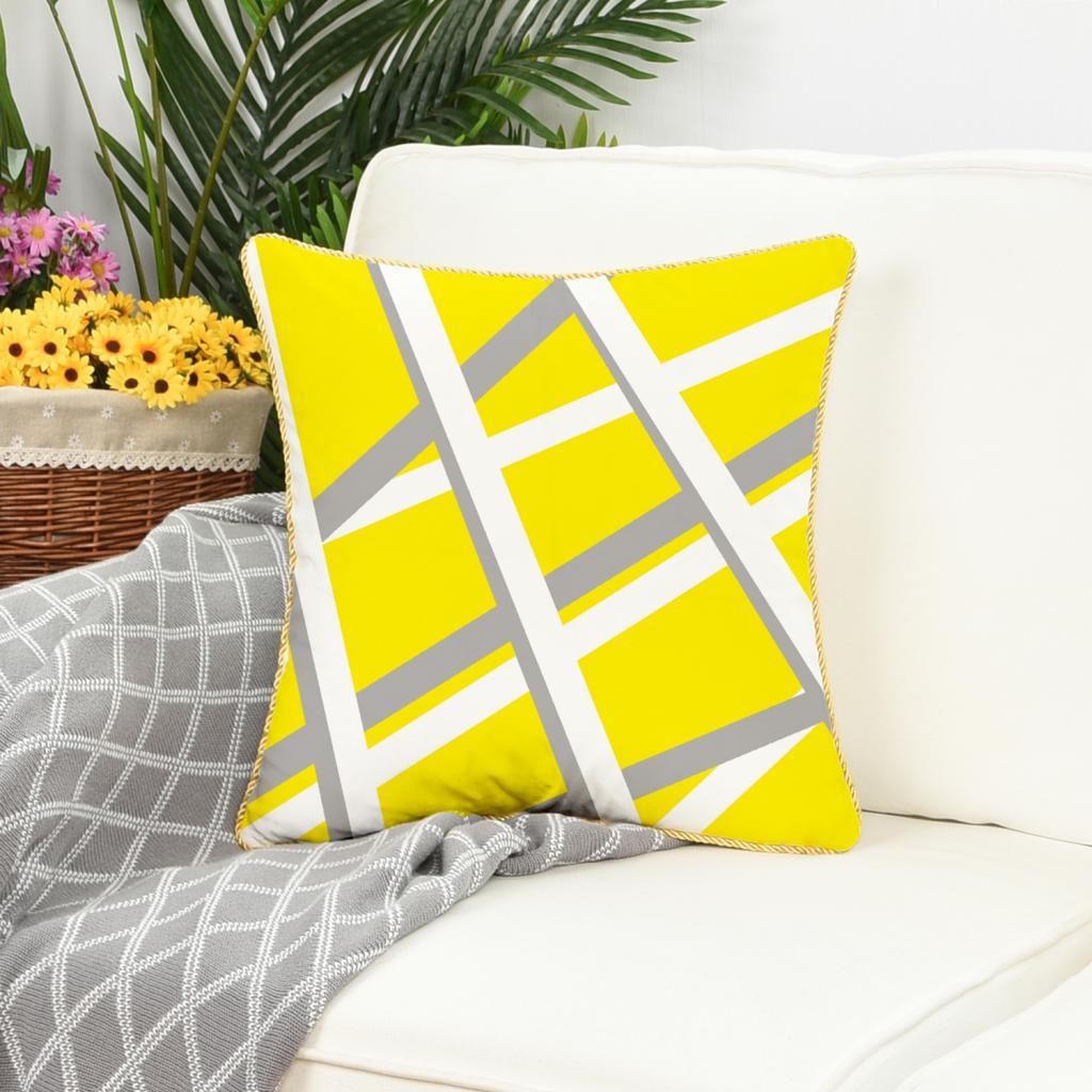 Gold Trim Square Geometry Velvet Pillowcase Cushion Cover Slipcover18x18"  1