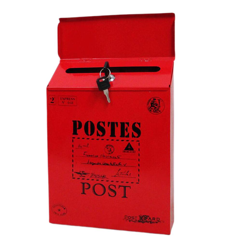 Creative Iron Mail/Letter/Post/Newspaper Holder Box Bright Red_Big Letters