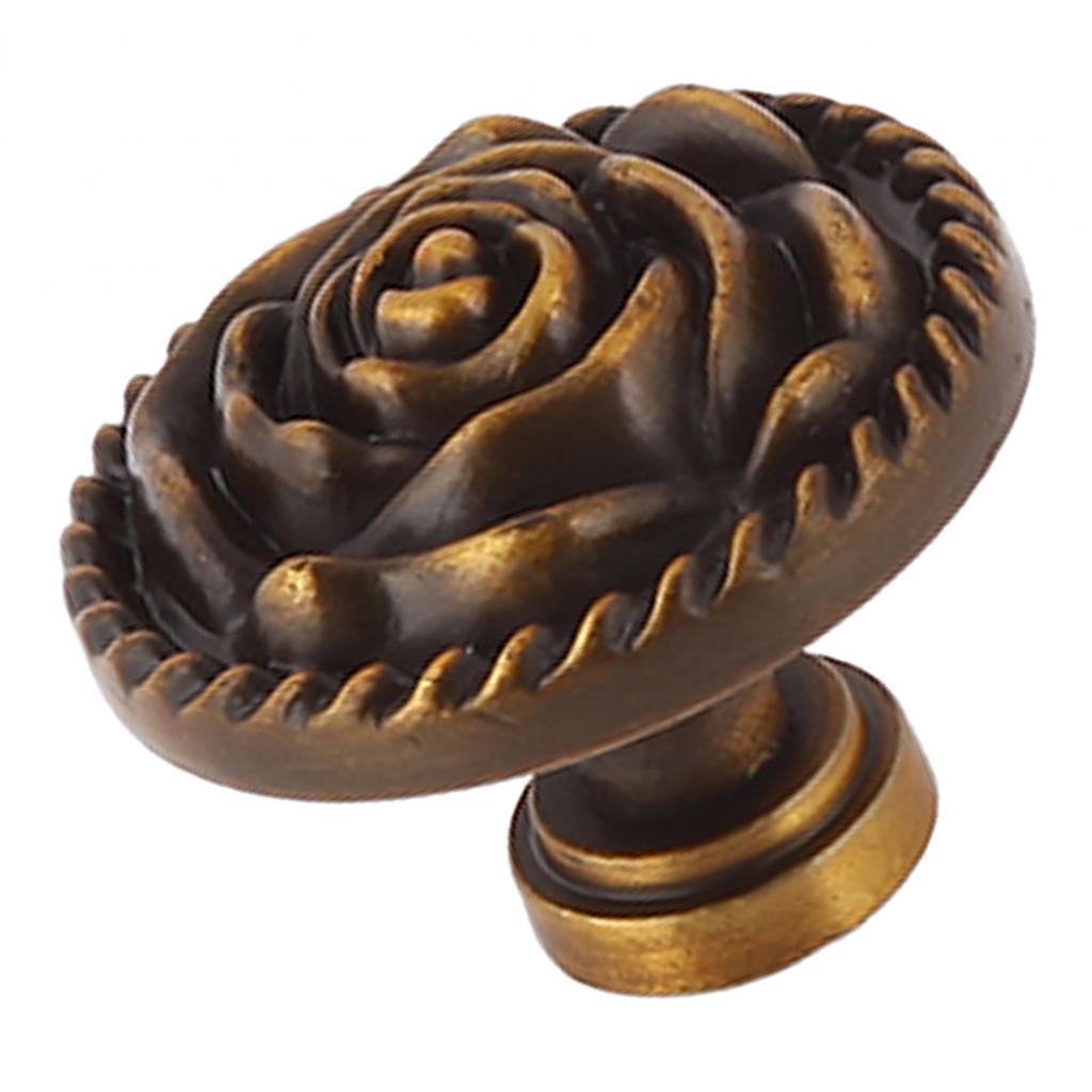 Zinc Alloy Rose Flower Round Knobs Pull Handles with Screw Creamy Yellow