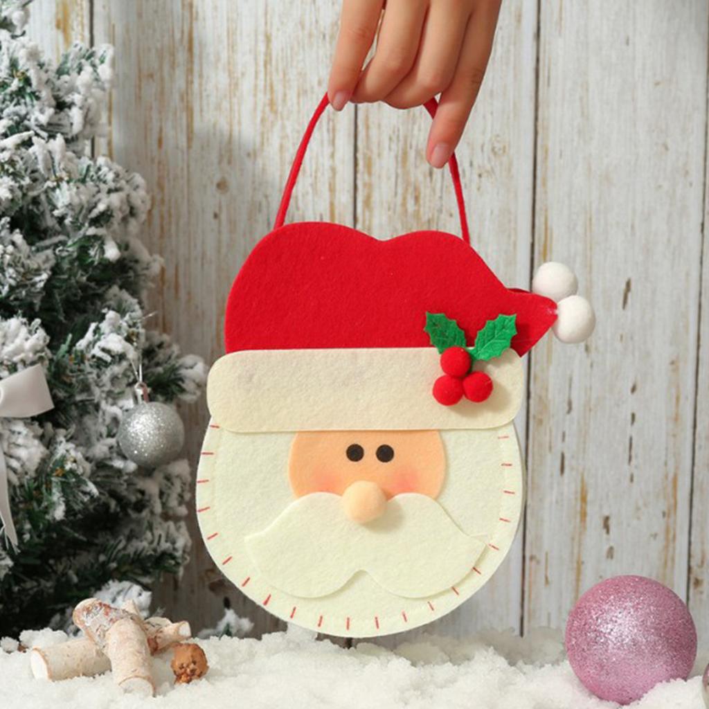 Non-woven fabric Christmas present Apple Candy Bags with Handles Santa Claus