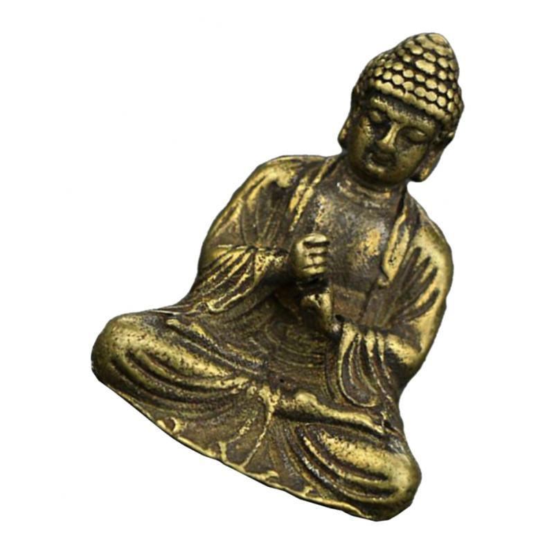 Brass Mini Antique Sakyamuni Buddha Statue Ornaments Meditation Seated B