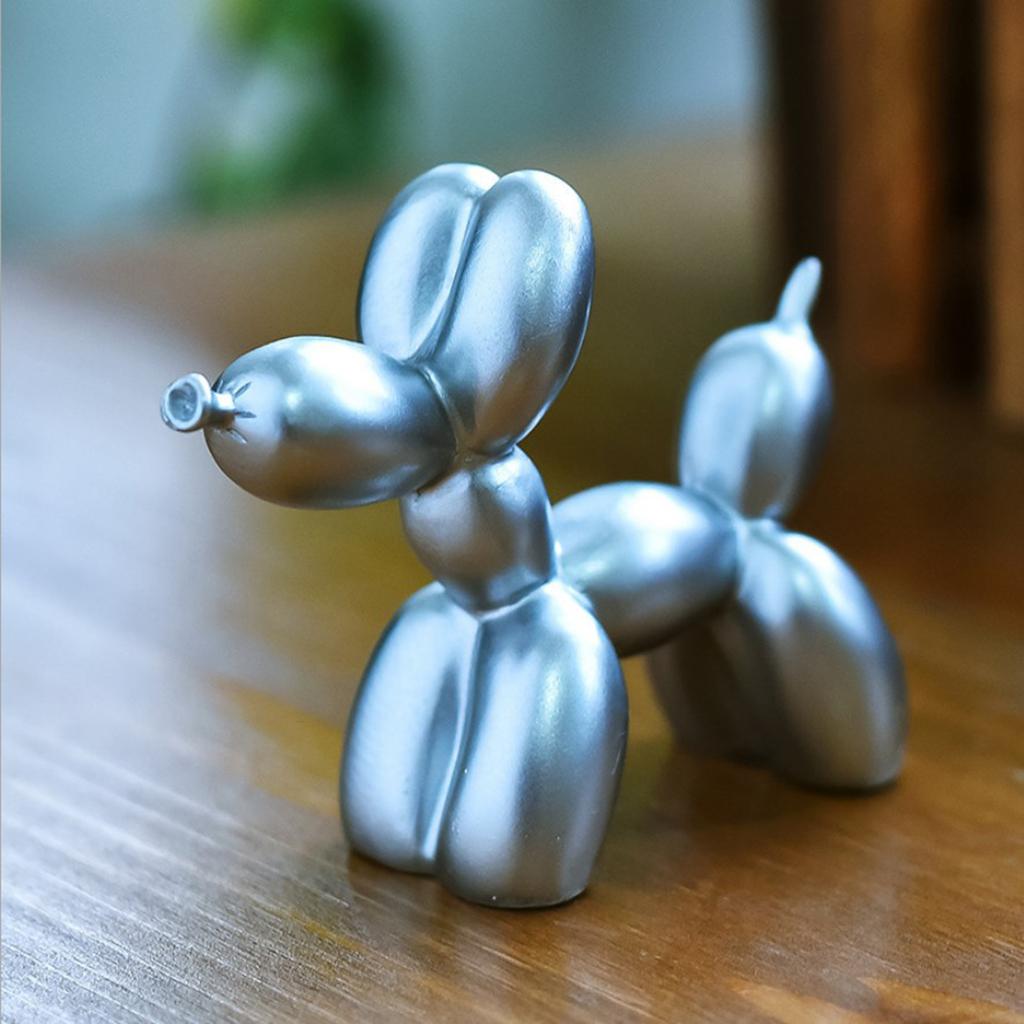 Resin Decorative Balloon Dog Ornament Desktop Decor Crafts Silver