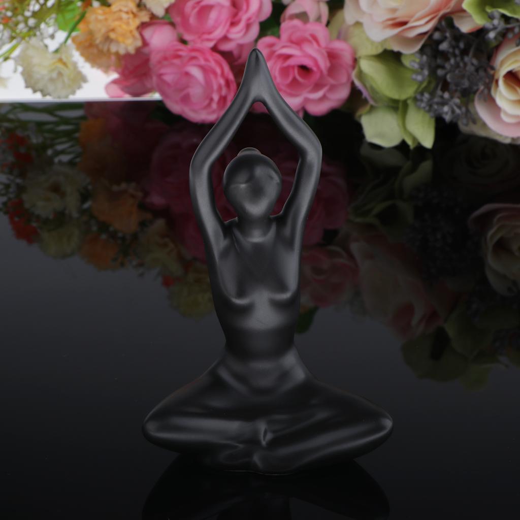 2x Home Yoga Girl Ornaments Ceramic Craft Ornament Creative Home Furnishing 