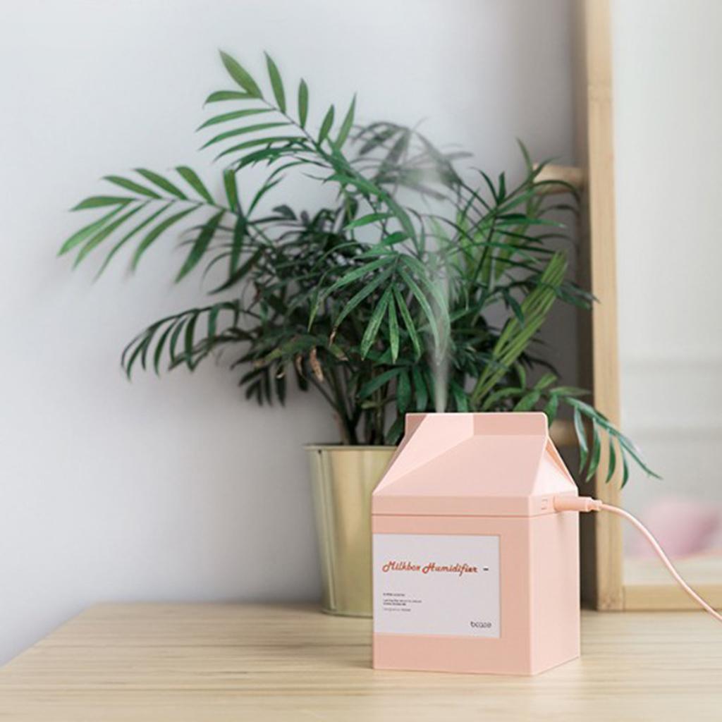 Creative Milk Box Mini Humidifier USB Quiet Office Desk Energy Saving Pink