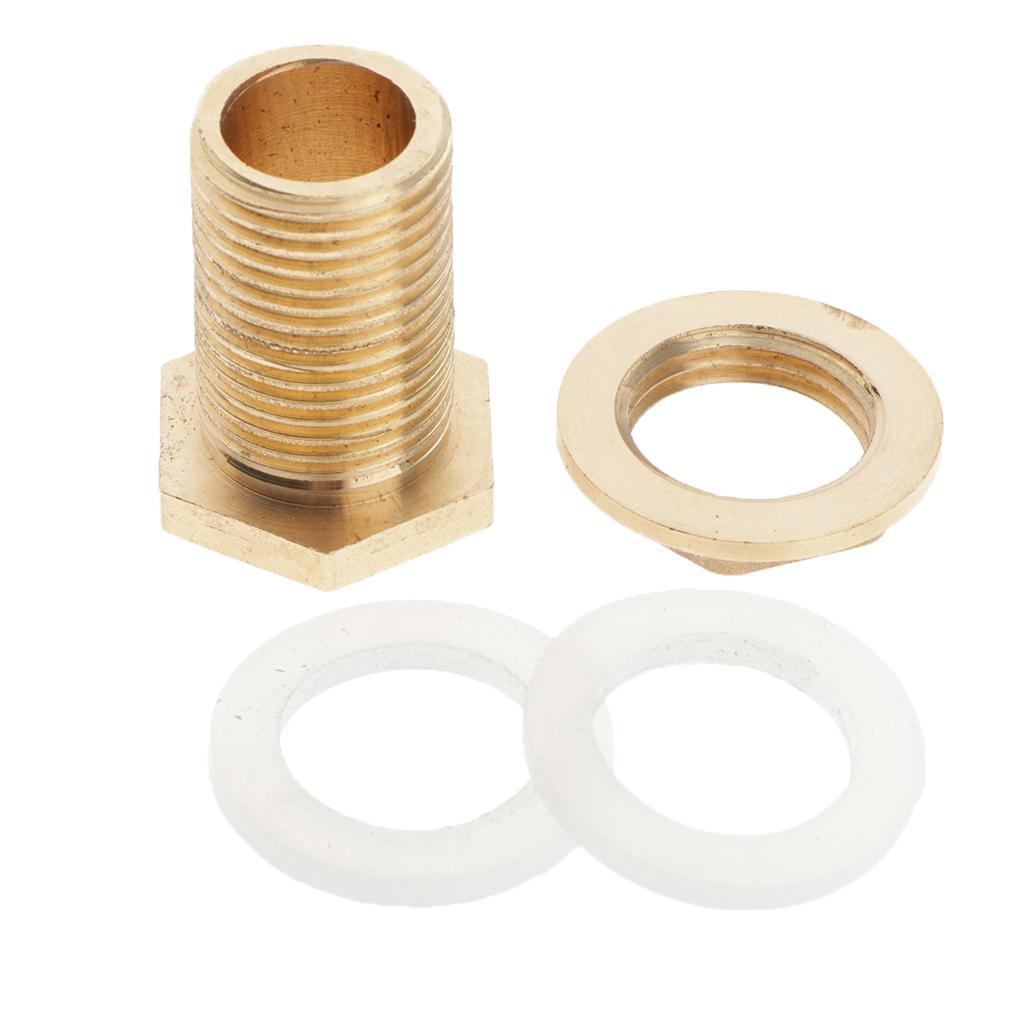 Brass Water Tank Connector Bulkhead Fitting with Rubber Ring DN15 34mm