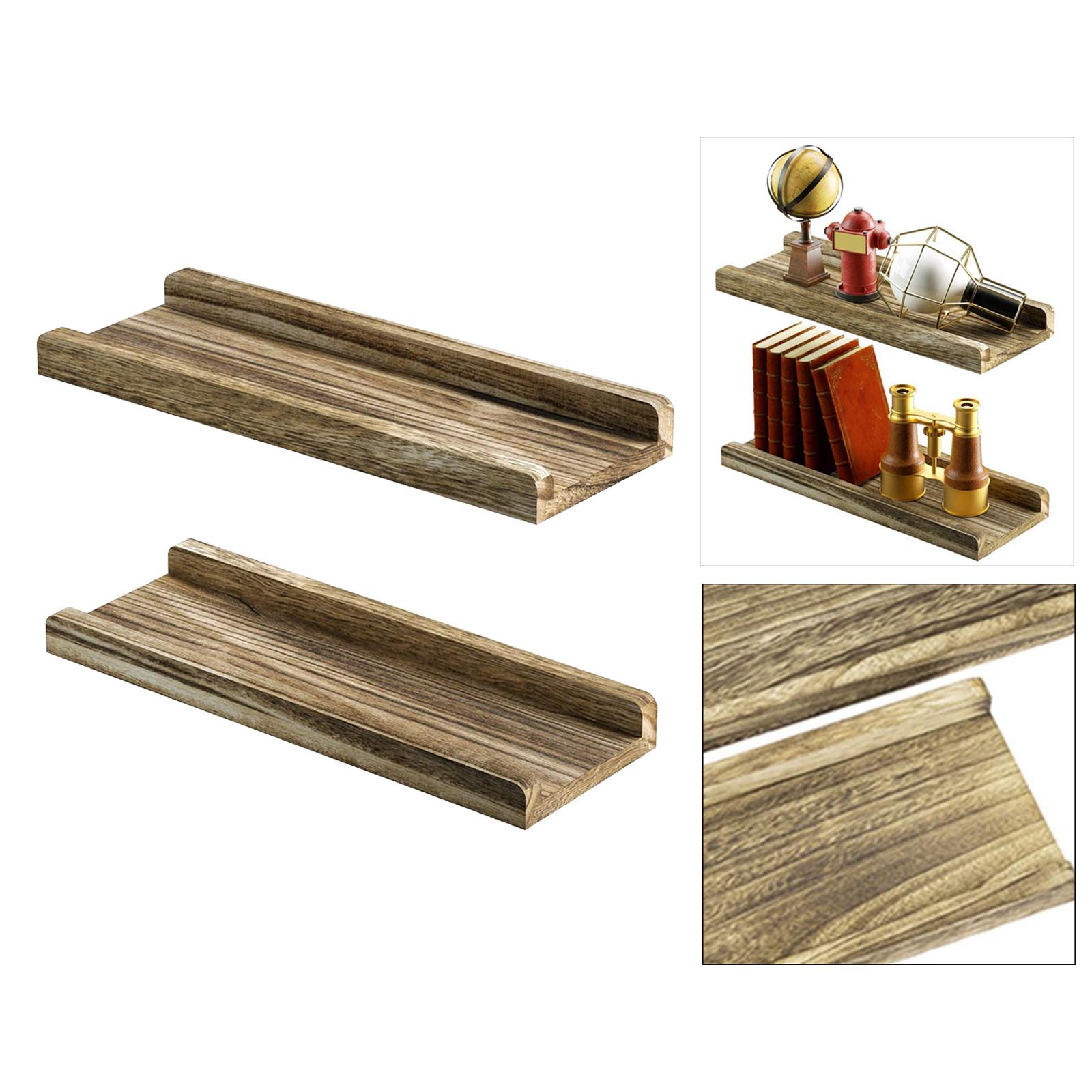 2pcs Rustic Floating Shelves Solid Wooden Shelf Handmade for Bathroom Accs