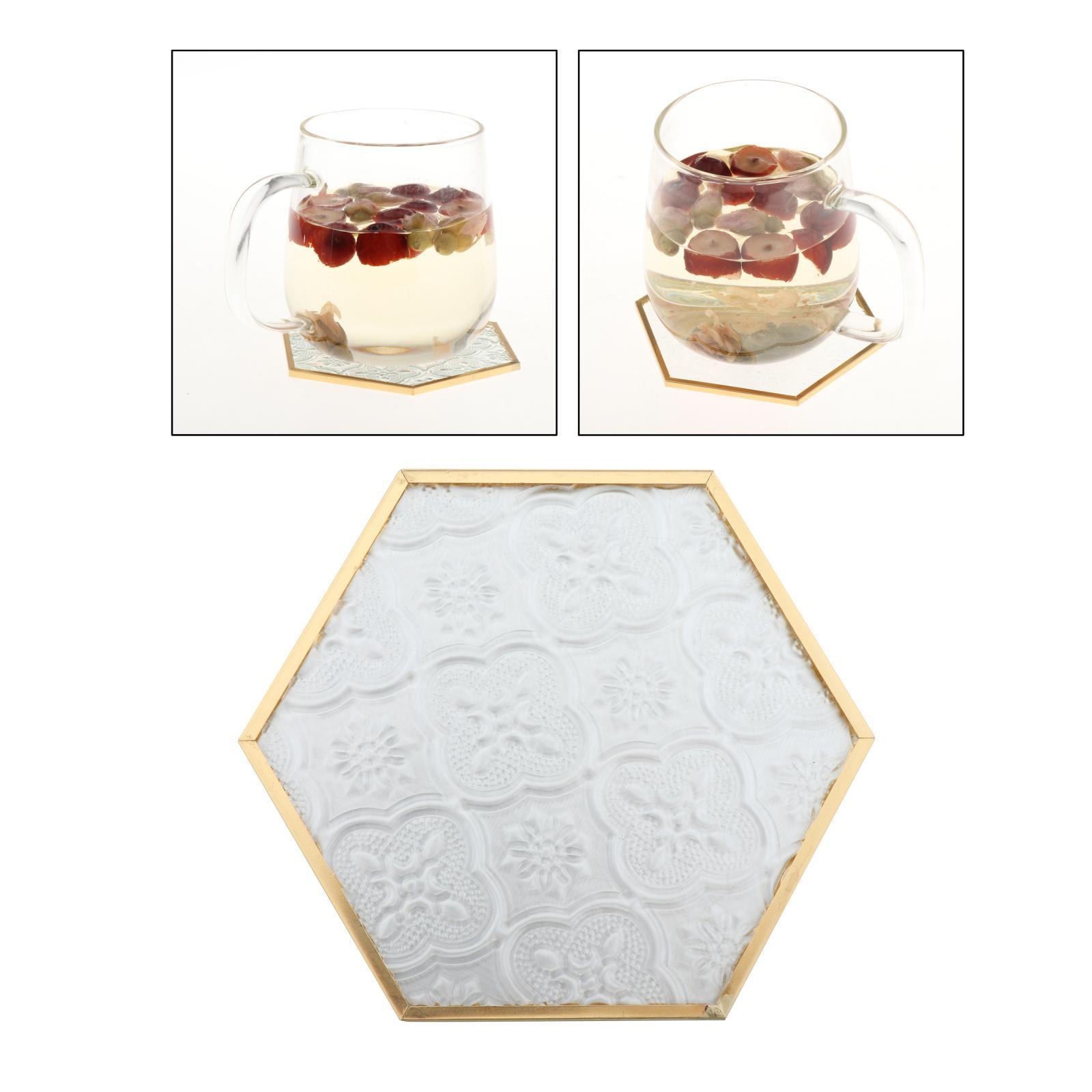 Glass Coaster Cup Cushion Holder Drink Placemat Mat Home Golden