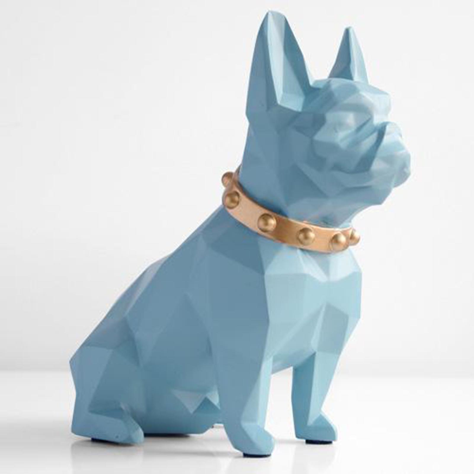Bulldog Piggy Bank Figurine Artistic Dog Money Box Pot Child Gift Light Blue