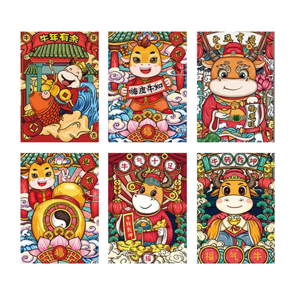 6pcs Chinese New Year Red Envelope 2021 Ox Hong Bao Lucky Money Bag Style9