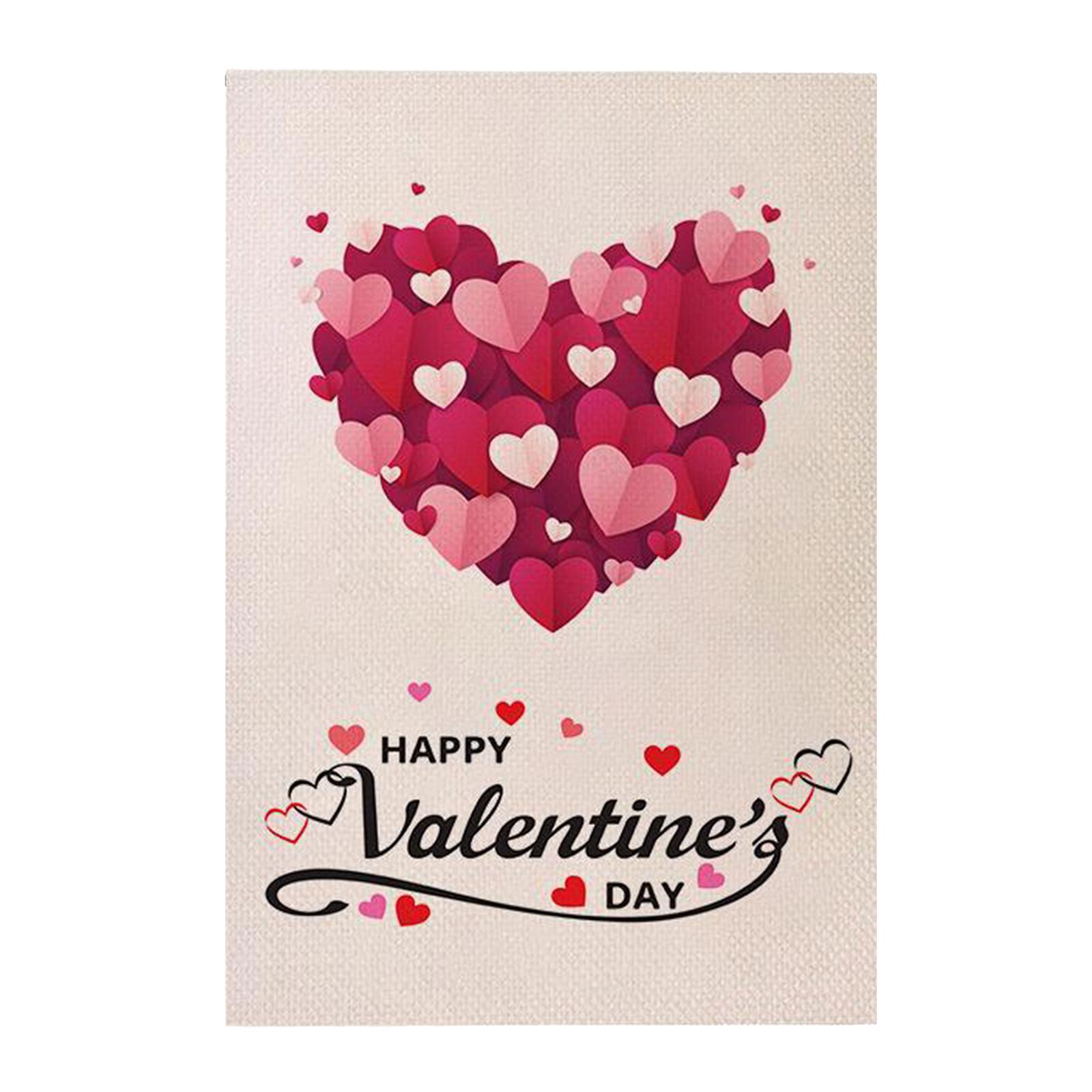 Happy Valentine's Day Flag House Yard Outdoor Outside Banner Heart