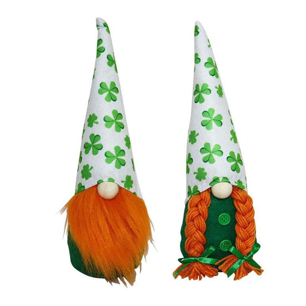 Patrick's Day Ornaments Plush Faceless Beard Braid Gnome Doll Decor Women