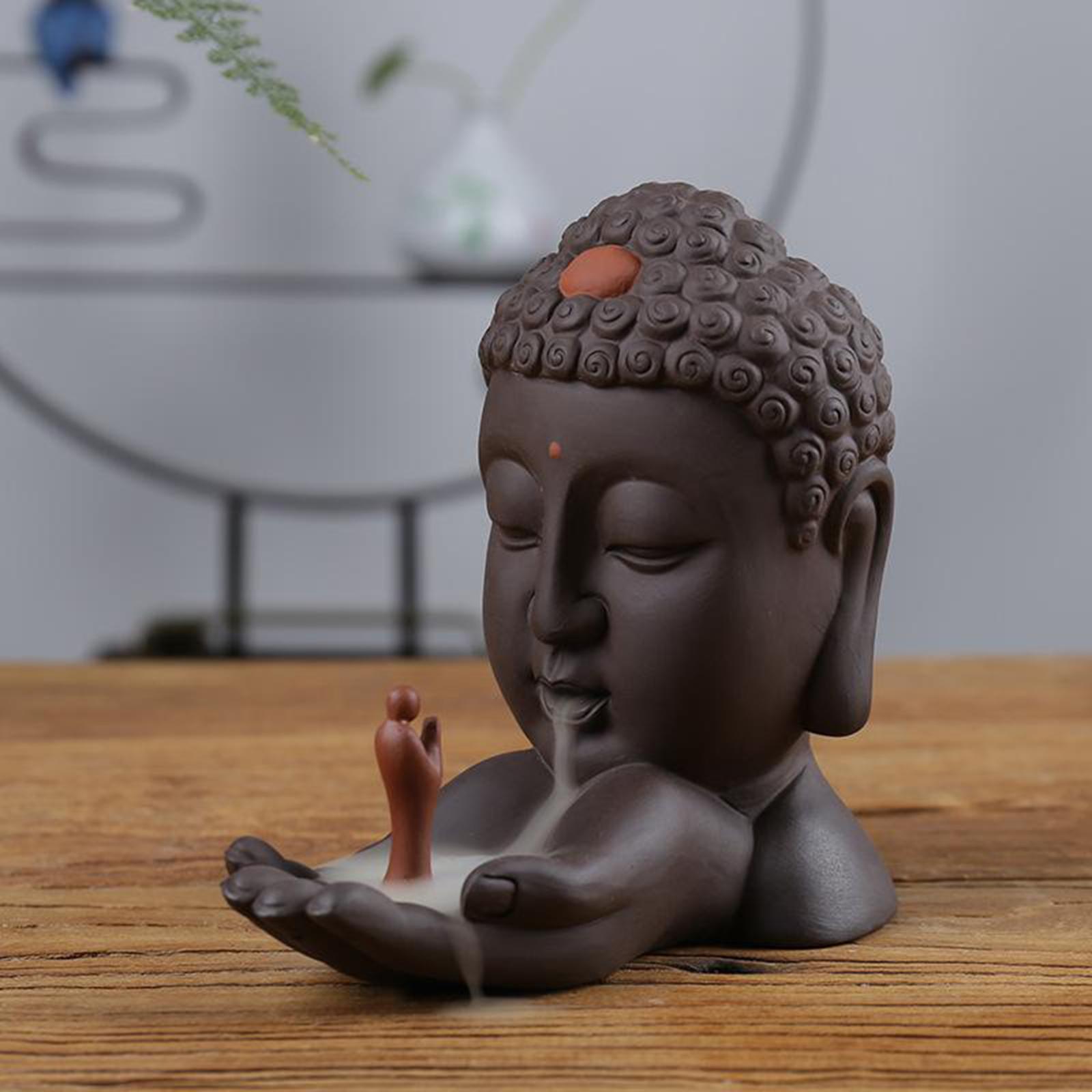 Creative Incense Burner Ceramic Censer Incense Cones Holder Buddha Head