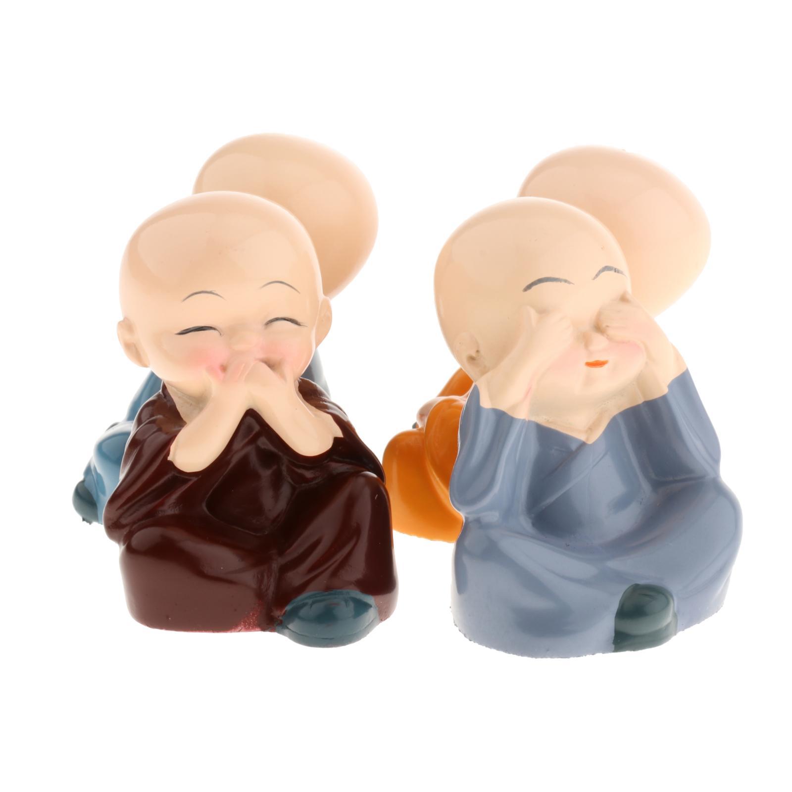4pcs Buddha Monks Statues Traditional Chinese Monks Figures  Style 3