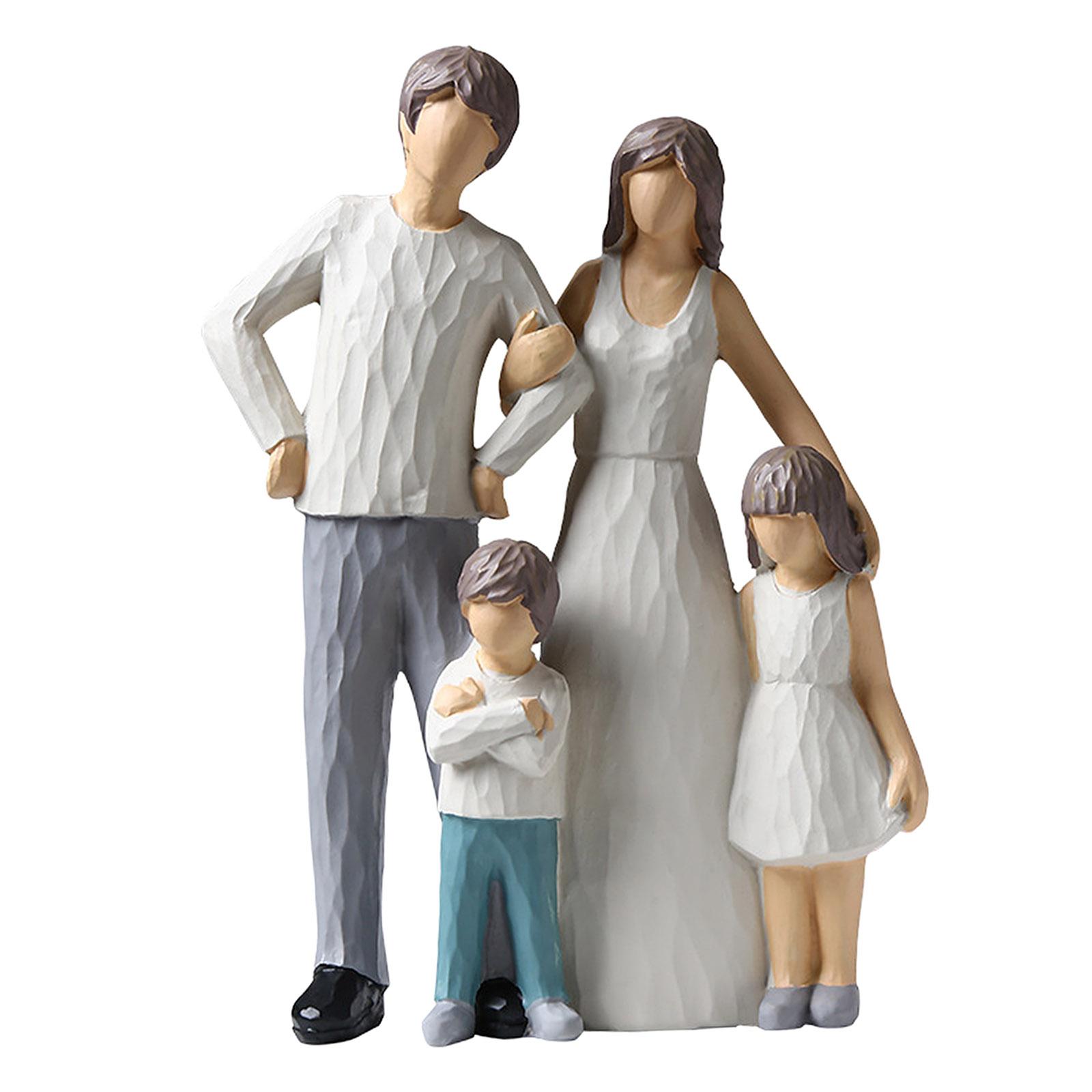 Resin Craft Figurines Family Member Statue Sculptures 4 Member Family