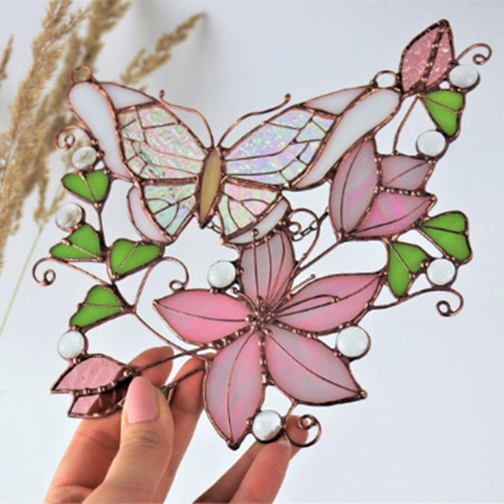 Hanging Ornaments Art Wall Decor Home Office Sign Decor Pink Butterfly C