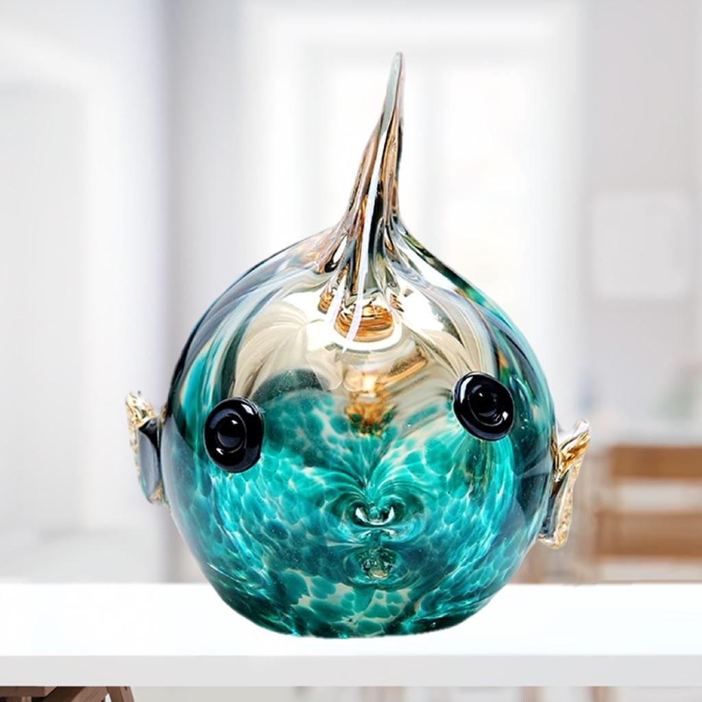 Hand-Blown Fish Figurine Glass Animals Art Glass Fish Collection Figures 14x11.5x15cm