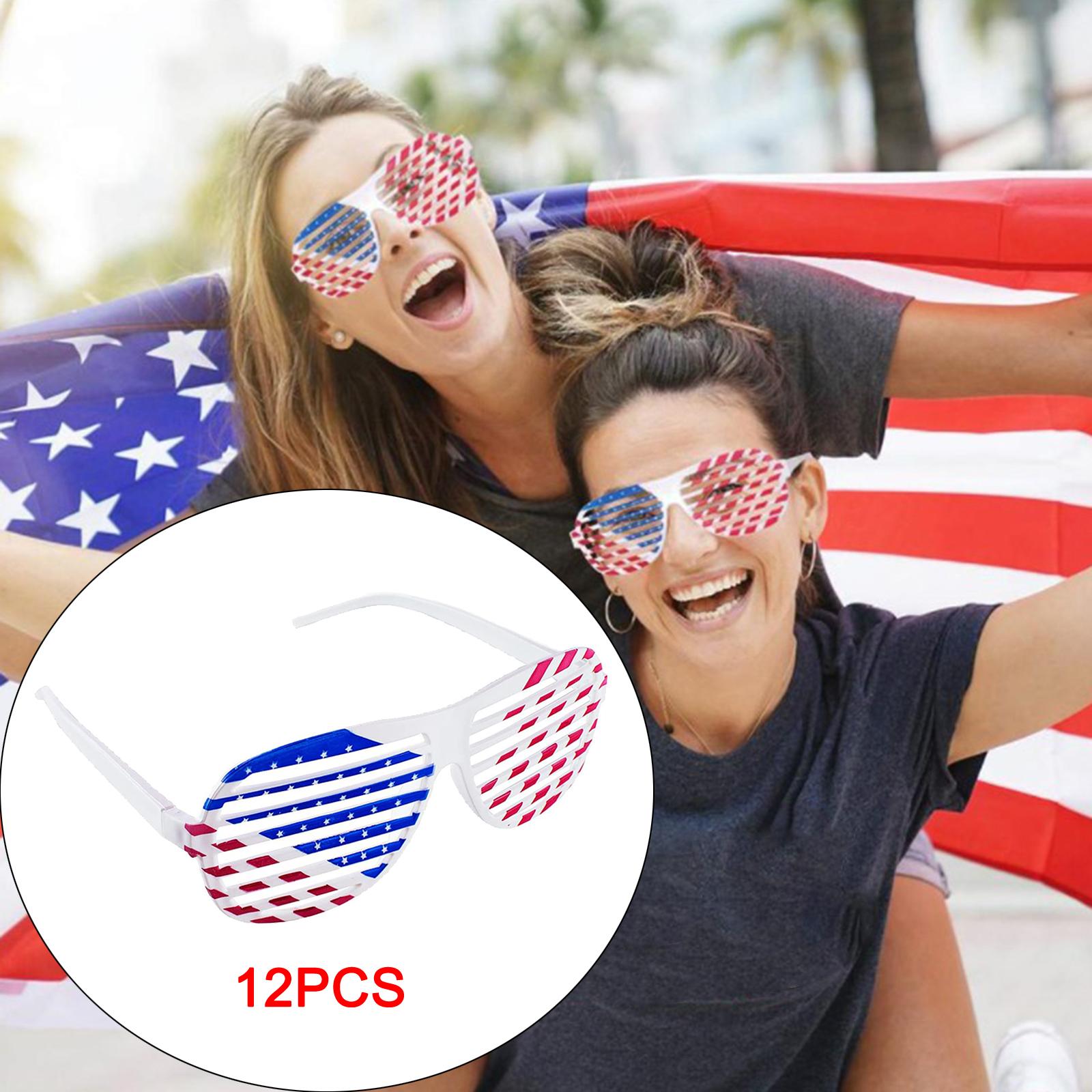 Pack of 12 Novelty USA American Flag Plastic Shutter Glasses Photo Props