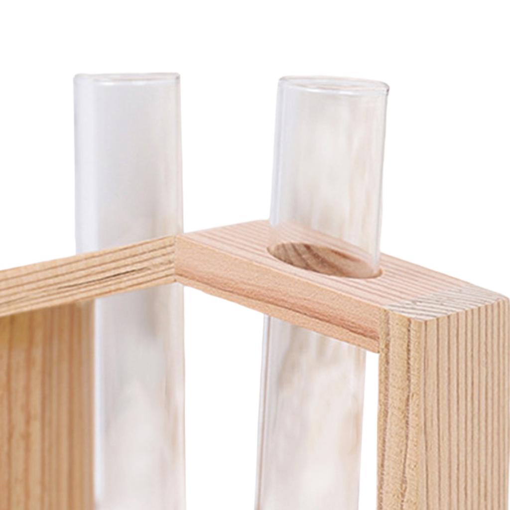 2xHydroponic Plant Vase Flower Pot Test Tube Vase Wooden Frame 10.8x4x9CM