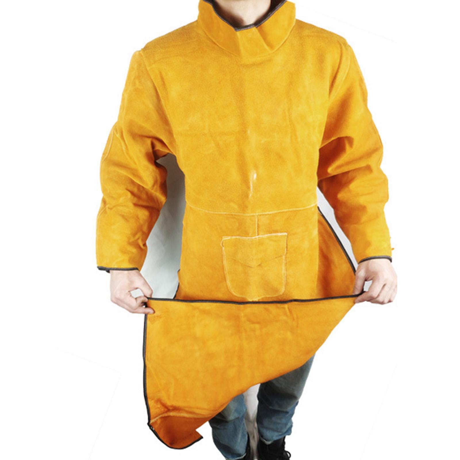 Welding Apron Flame Resistant Cowhide Coat Protective Clothing Suit 130cm