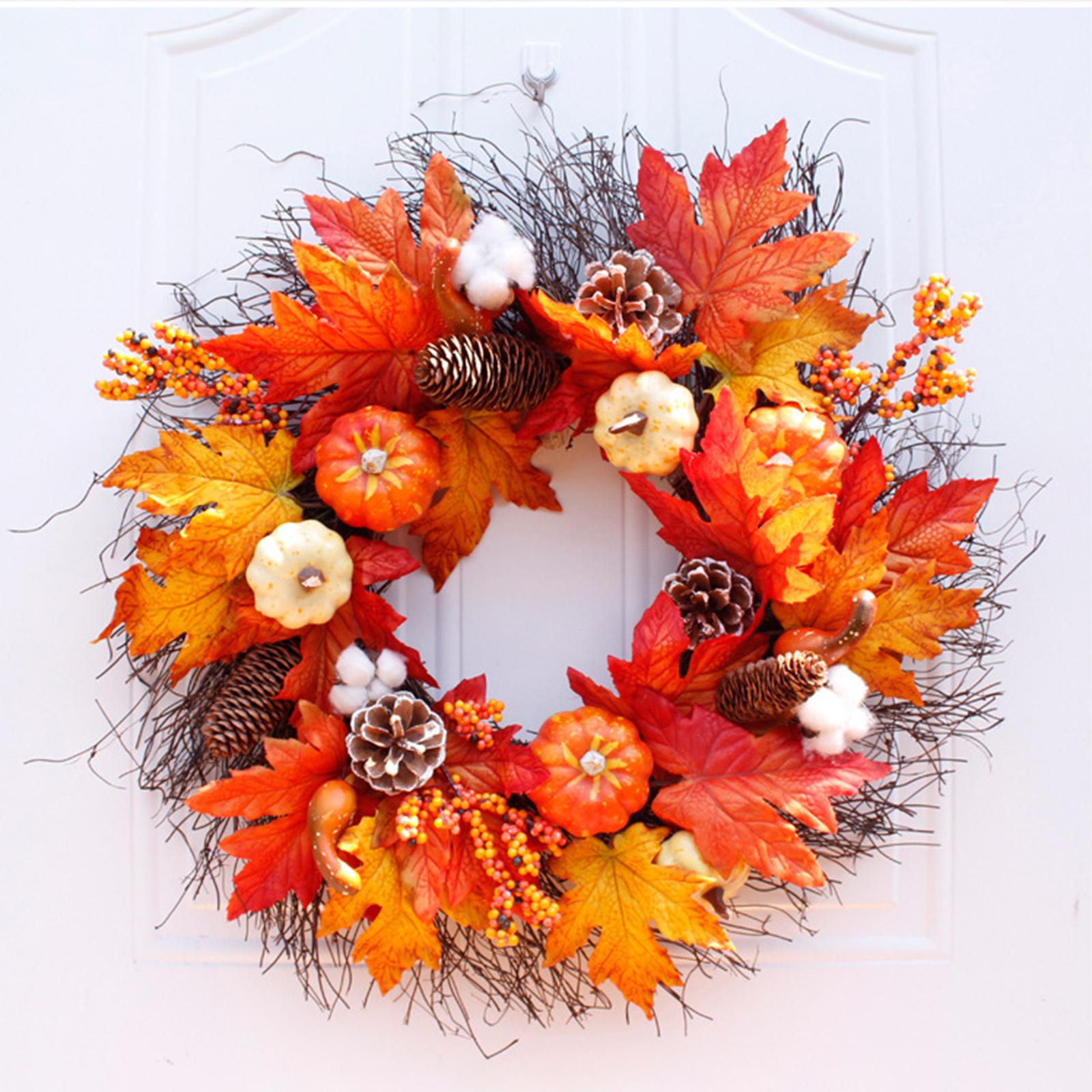 Fall Harvest Garland Wreath 21" Door Decor Ornaments Halloween Christmas
