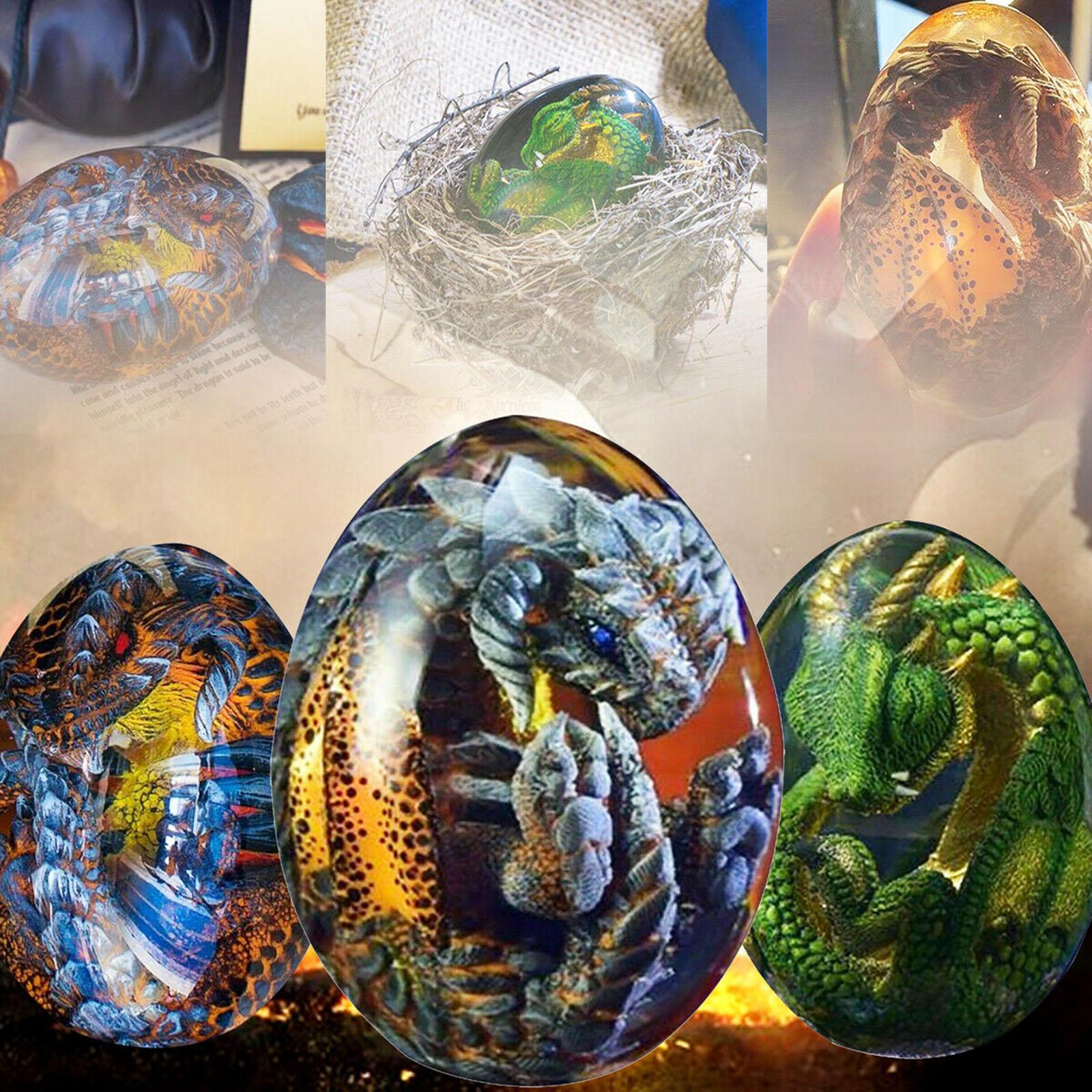 Dragon Egg Crystal Transparent Resin Sculpture Desktop Ornaments Blue