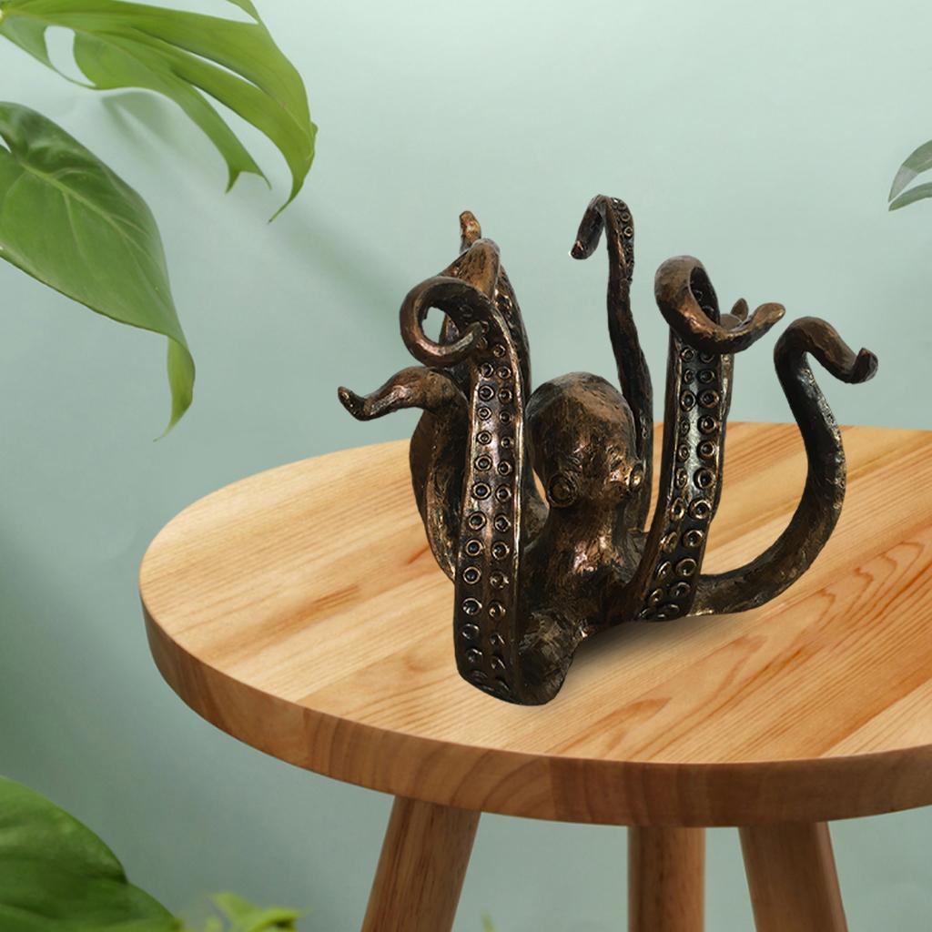 Resin Modern Octopus Sculpture Garden Figurine Hotel Bookshelf Statues Decor