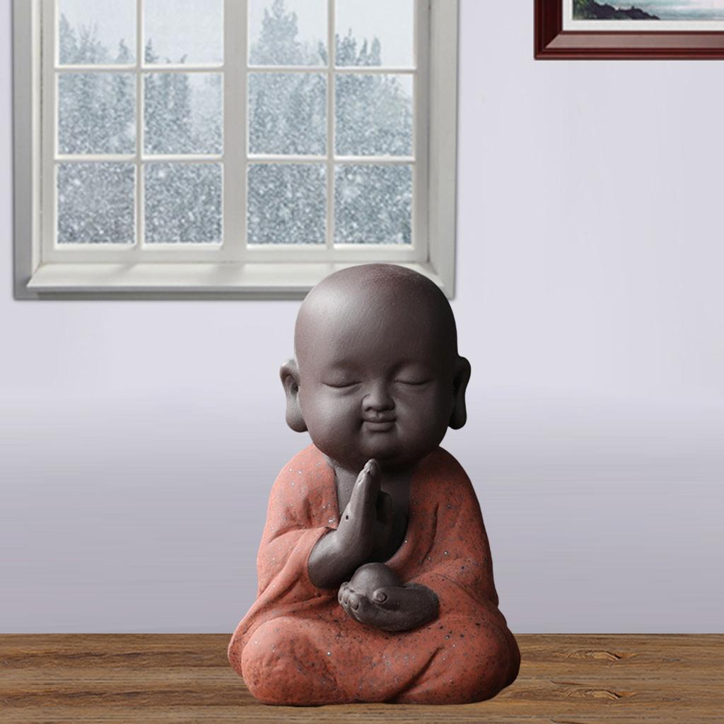 Tea Pet Monk Ornaments Decor Statue Ceramic for Small Room 6.4cmx9.5cm