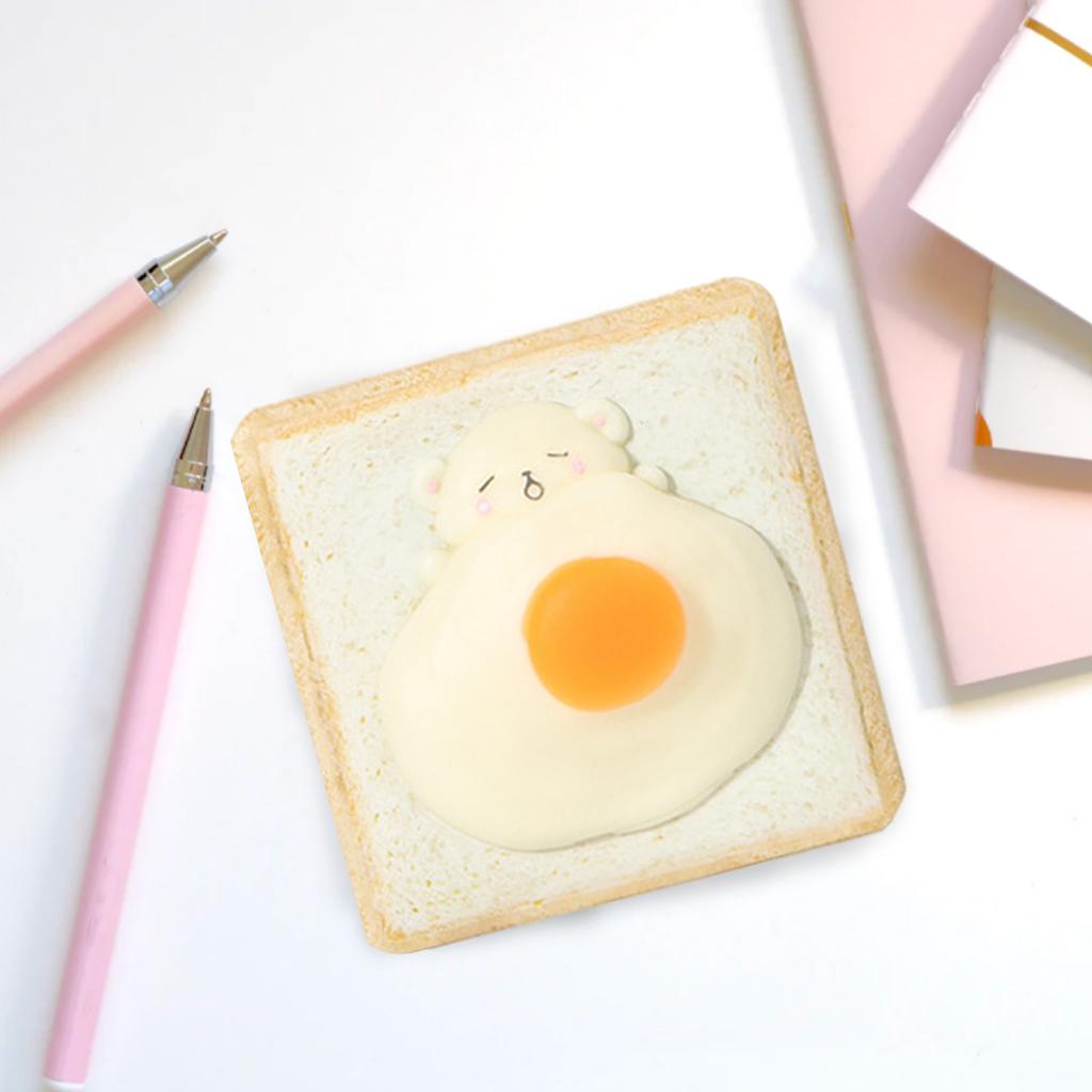 Mini Thin Notebook Cute Soft Bear Omelette Bread Slices Kids Stationery White