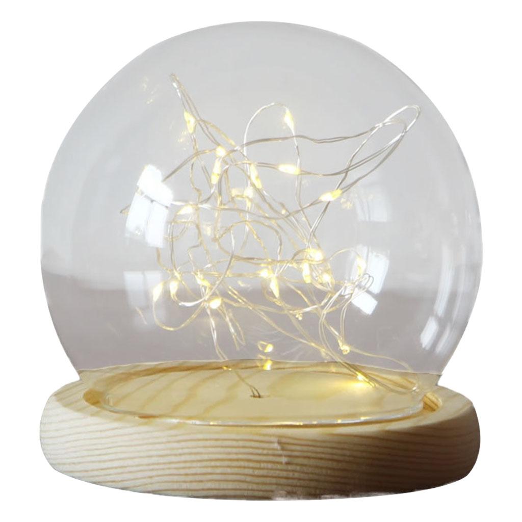 Mini Clear Glass Dome Display Case with Wood Base for Home Ornament 12cm