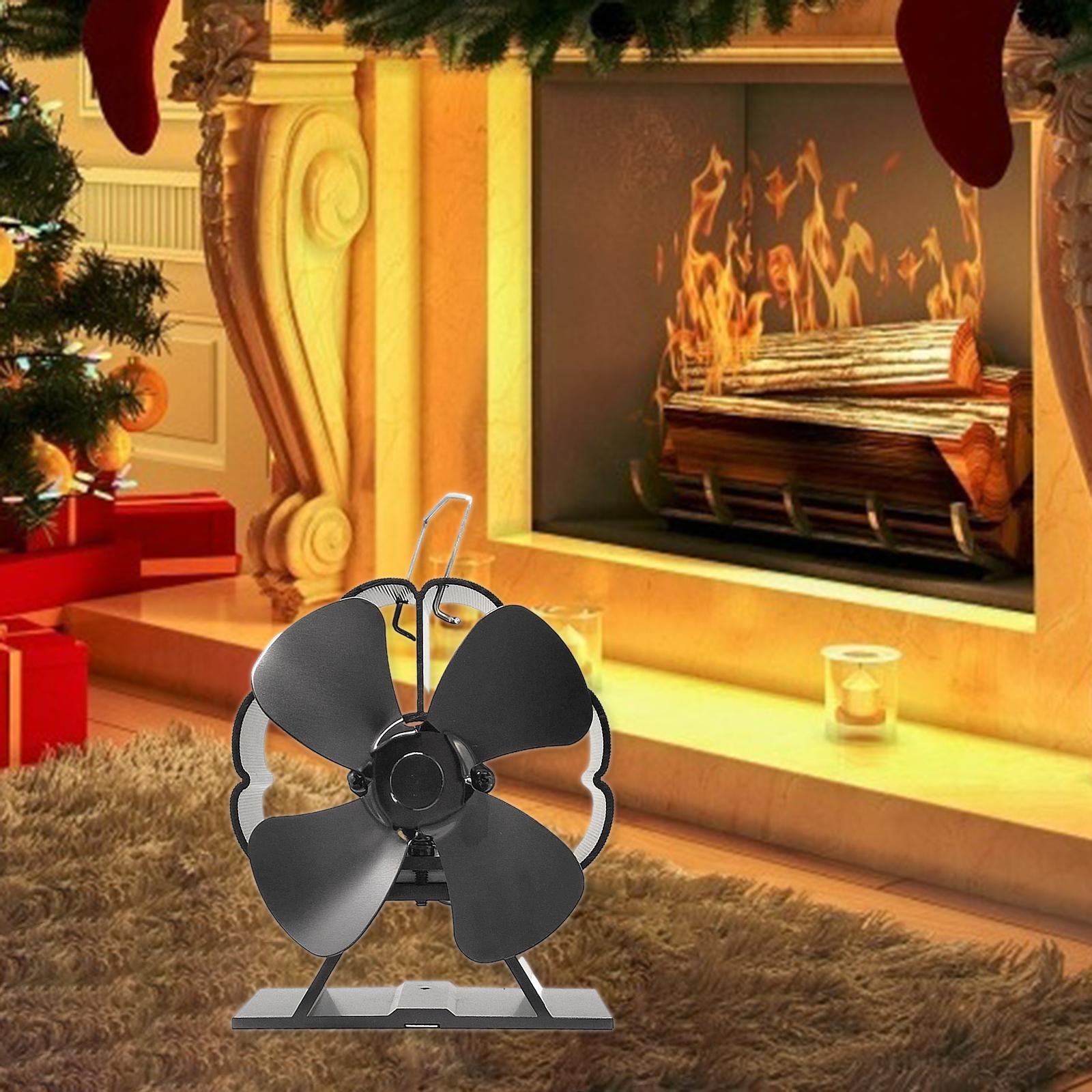 Heat Powered 4 Blade Stove Fan Wood Burner Fireplace Circulating Warm Air