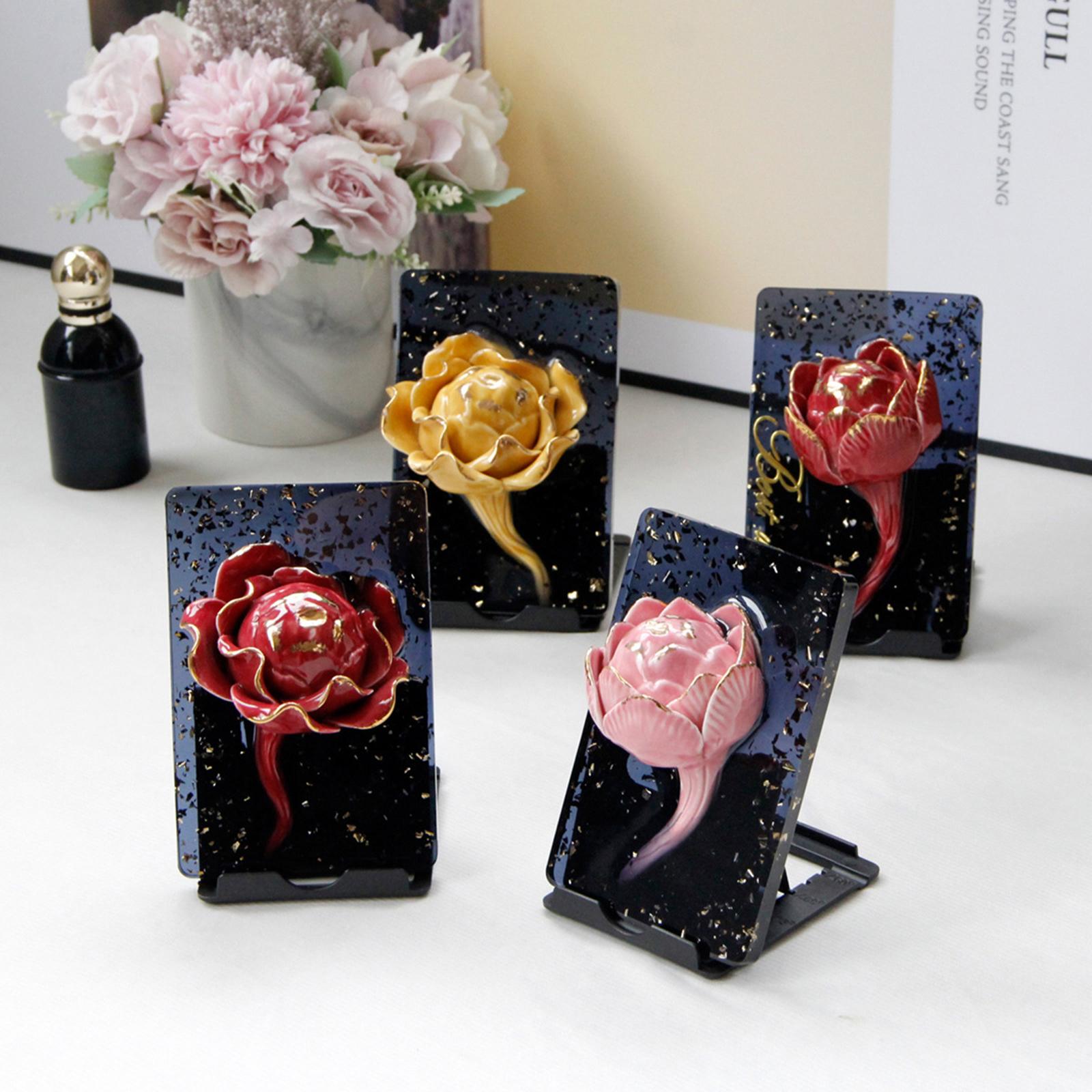Artistic Ceramics Rose Statue Flowers for Table Decor Large Crimson