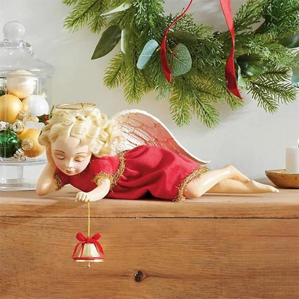 christmas angel cherub figurines and statues decoration Red