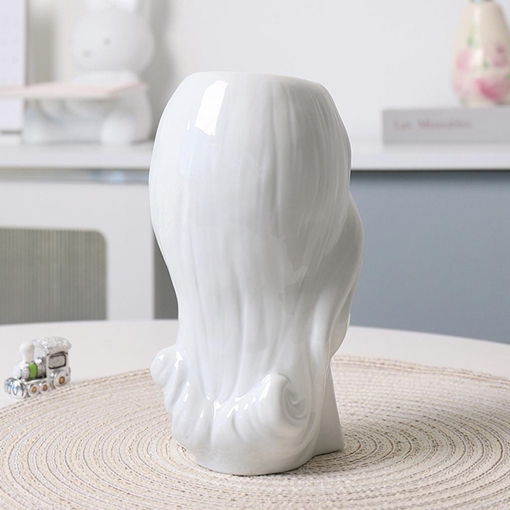 Ceramic Vase Girl Face Head Flower Pot Plant Planter Home Living Room Decor 18x10x9.5cm