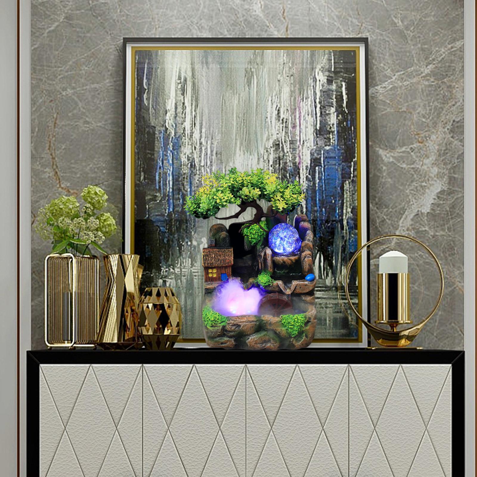 Creative Waterfall Fountain Rockery LED Lights Indoor Meditation with fog