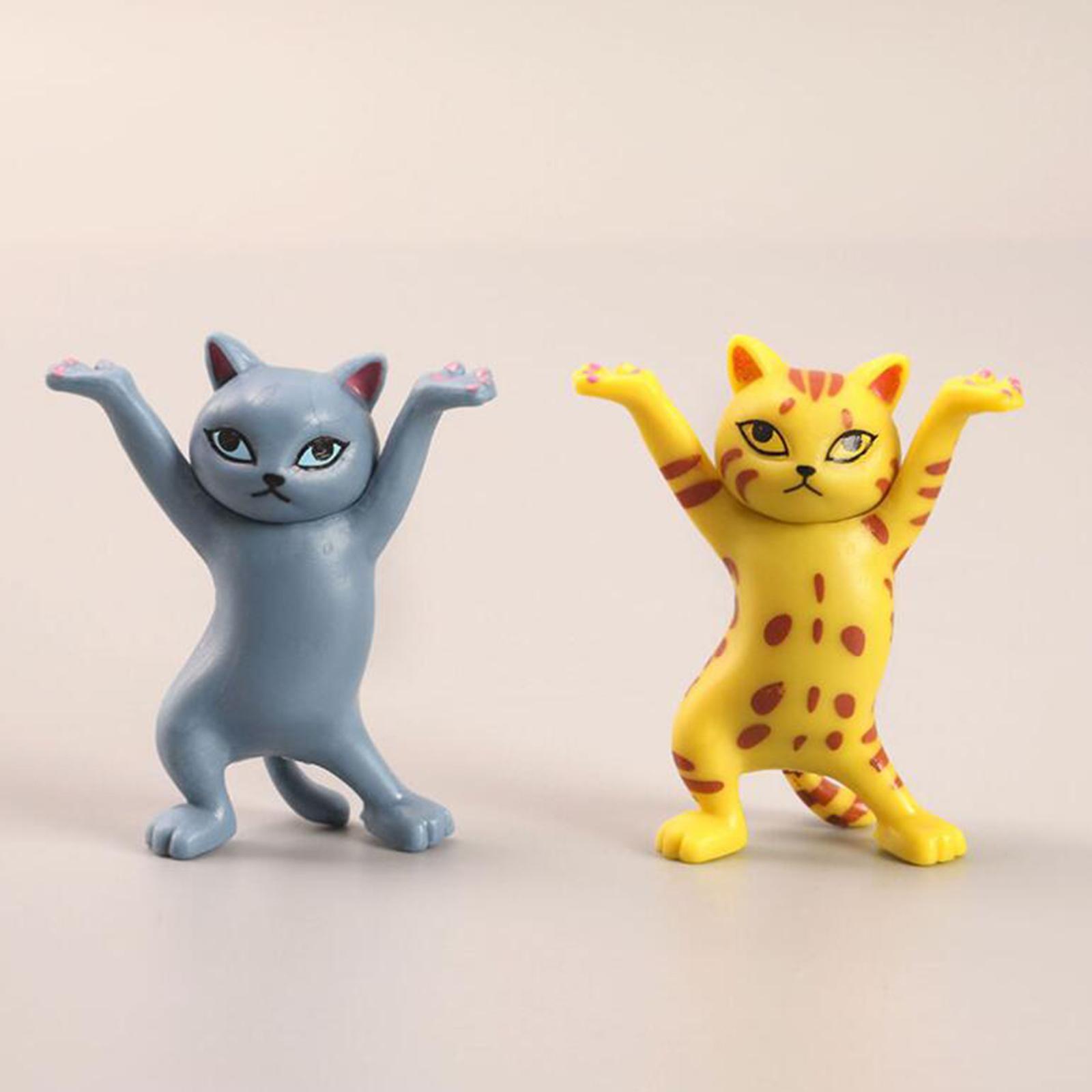 Dancing Cute Cats Lifting Dance Figure Action Toy Tabletop Sculpture Display Yellow
