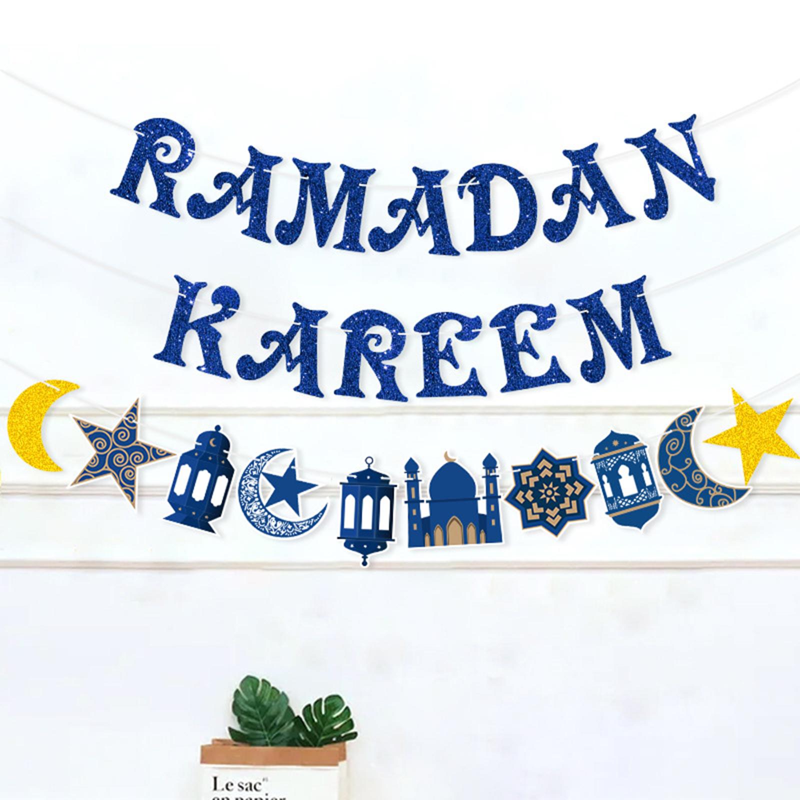 Rustic Eid Mubarak Banner Hanging Flag Bunting FOR Wall Holiday Ramadan C